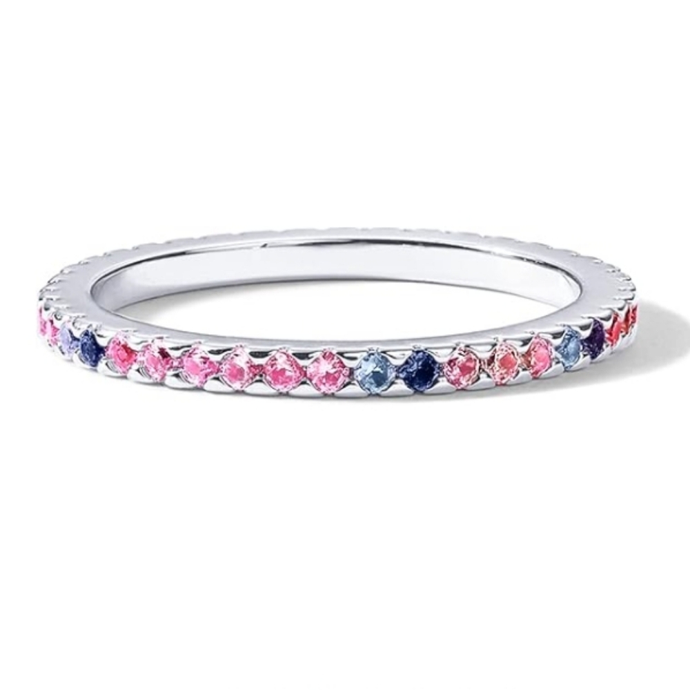 14K Gold Plated Colored CZ Stones Simulated Diamond In White Gold - Picture 2 of 5